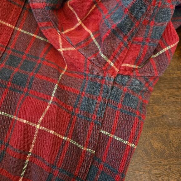 L.L.Bean Men's Heavy Weight Cotton Plaid Shirt Red Size L Tall - Picture 7 of 11
